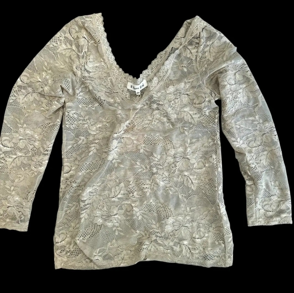 #1442 A Rare Bird Whispered Lace Boho Layering Top (Sand)